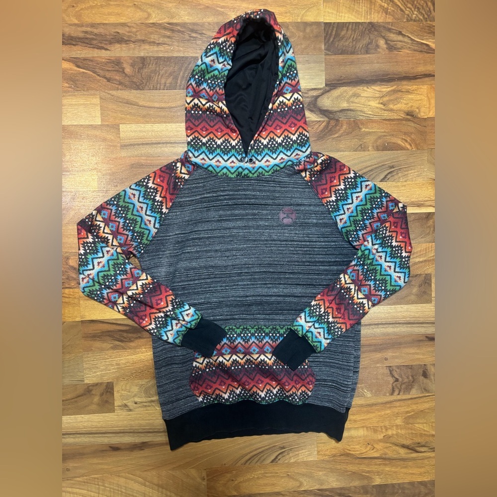 Hooey Hoodie Women’s Size Medium Aztec Western Cowgirl Gray